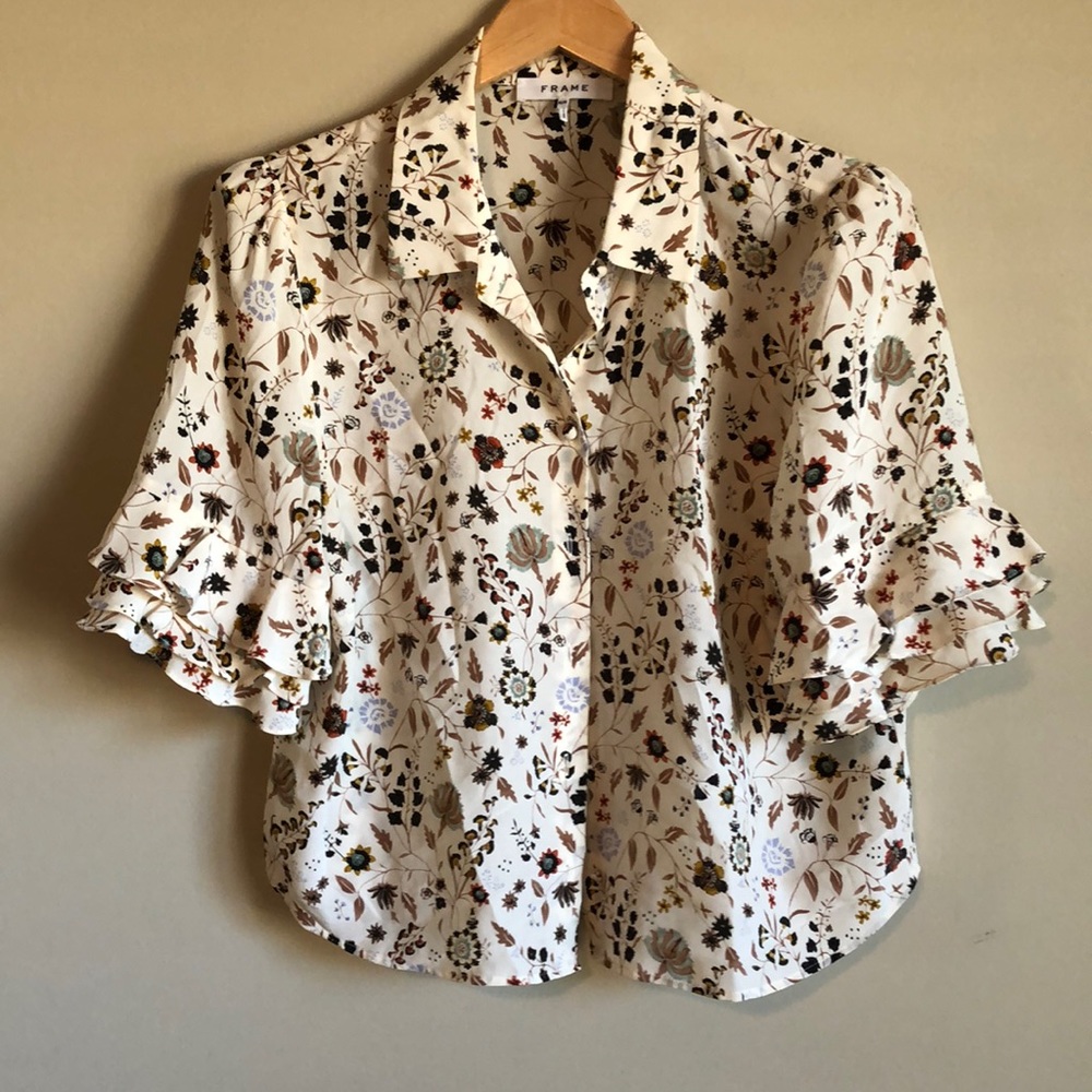 FRAME floral silk top •